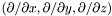$(\partial/\partial x,\partial/\partial y,\partial/\partial z)$